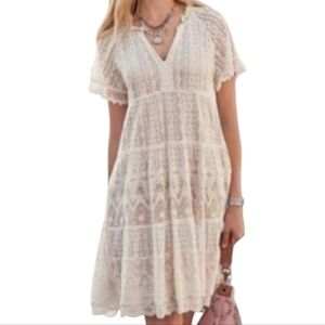 Sundance Sweep of Lace tiered ruffled mini dress - S.            J9
